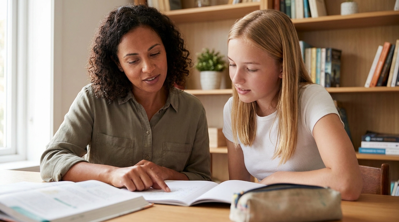 Student receiving personalized academic tutoring and one-on-one mentorship