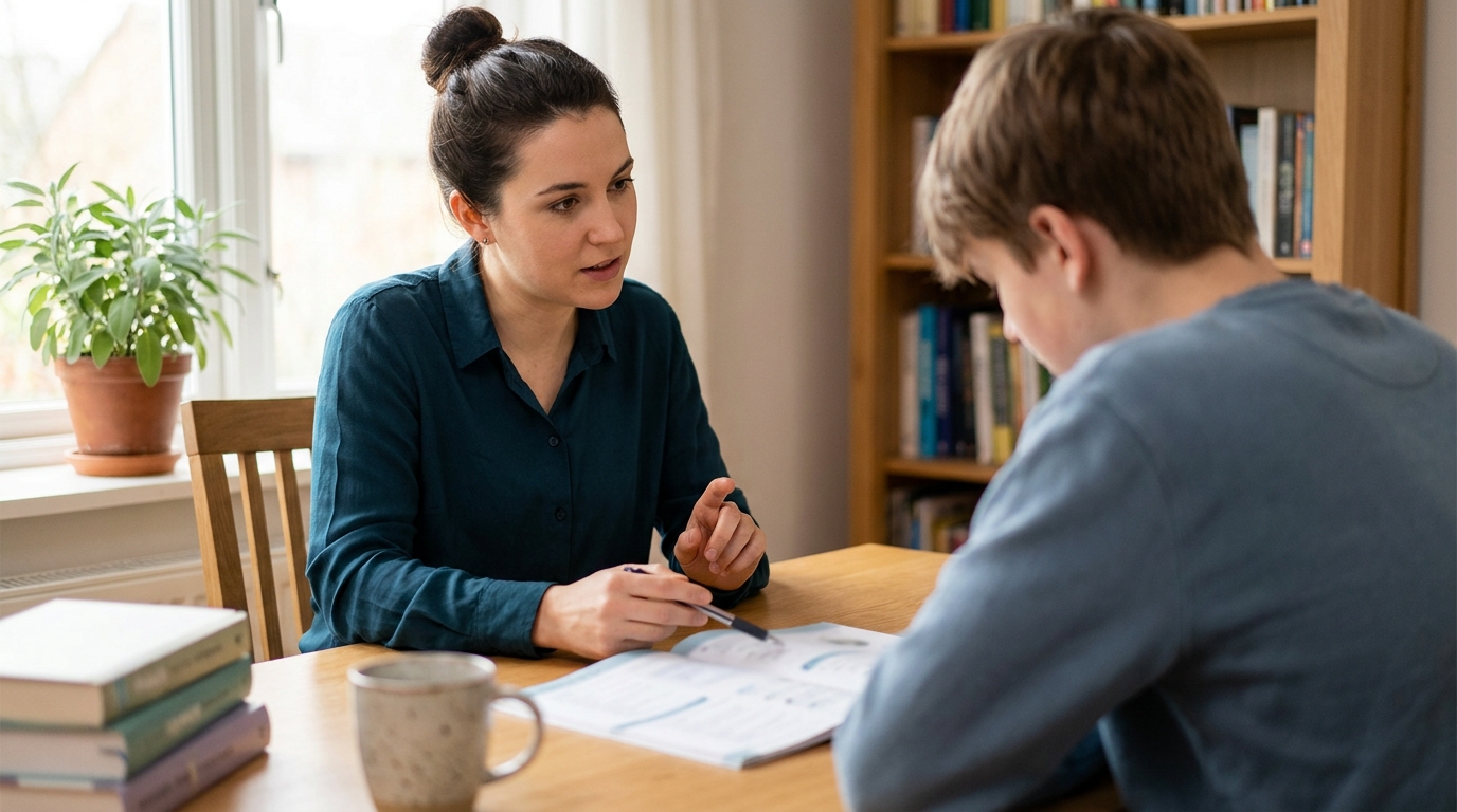 American students focused on standardized test preparation in a private school classroom